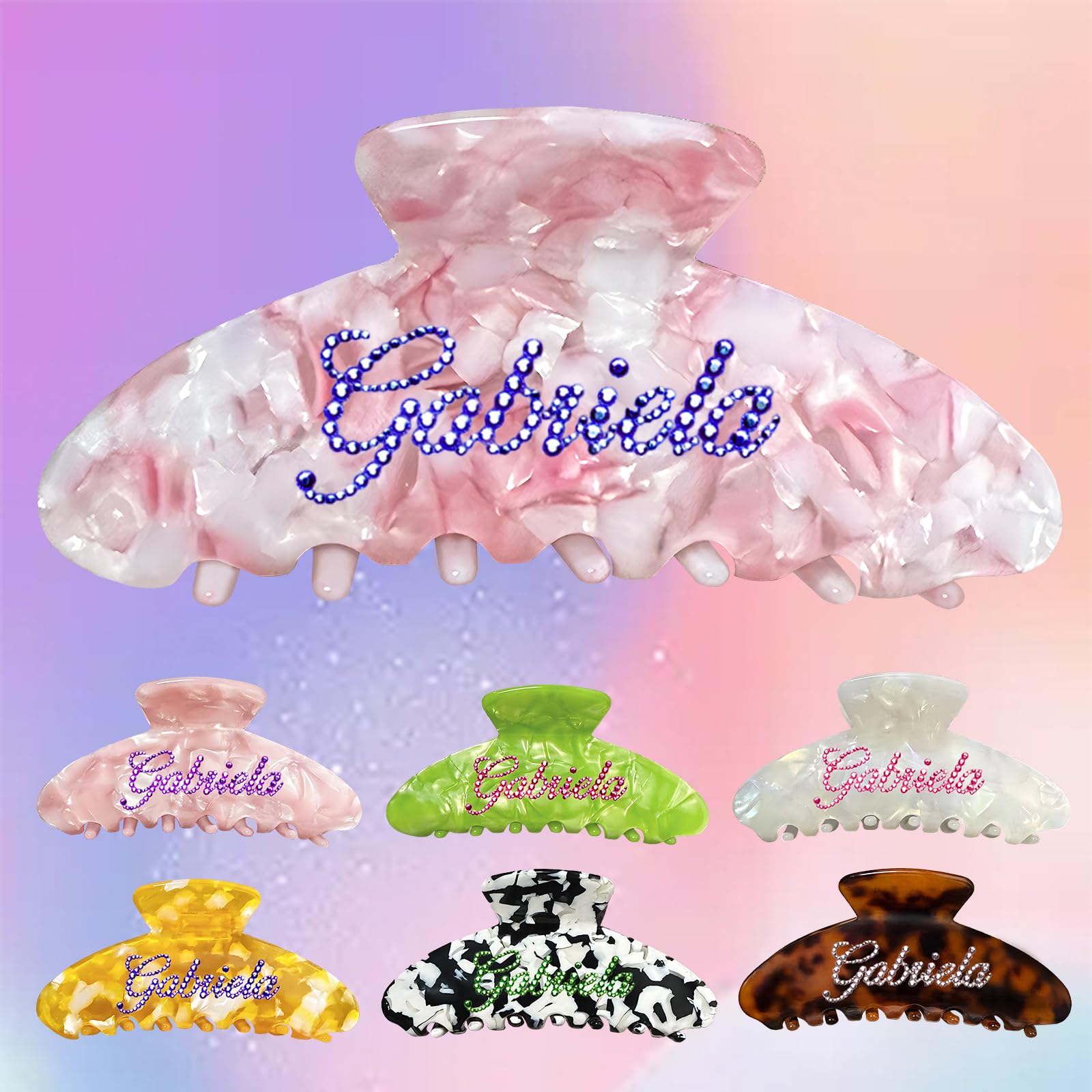 Large Hair Claw Clips for Women,Personalized Name Banana Rhinestone Hair Clips,Custom Large Hair Claw Clips for Thin Thick Hair,Hair Styling