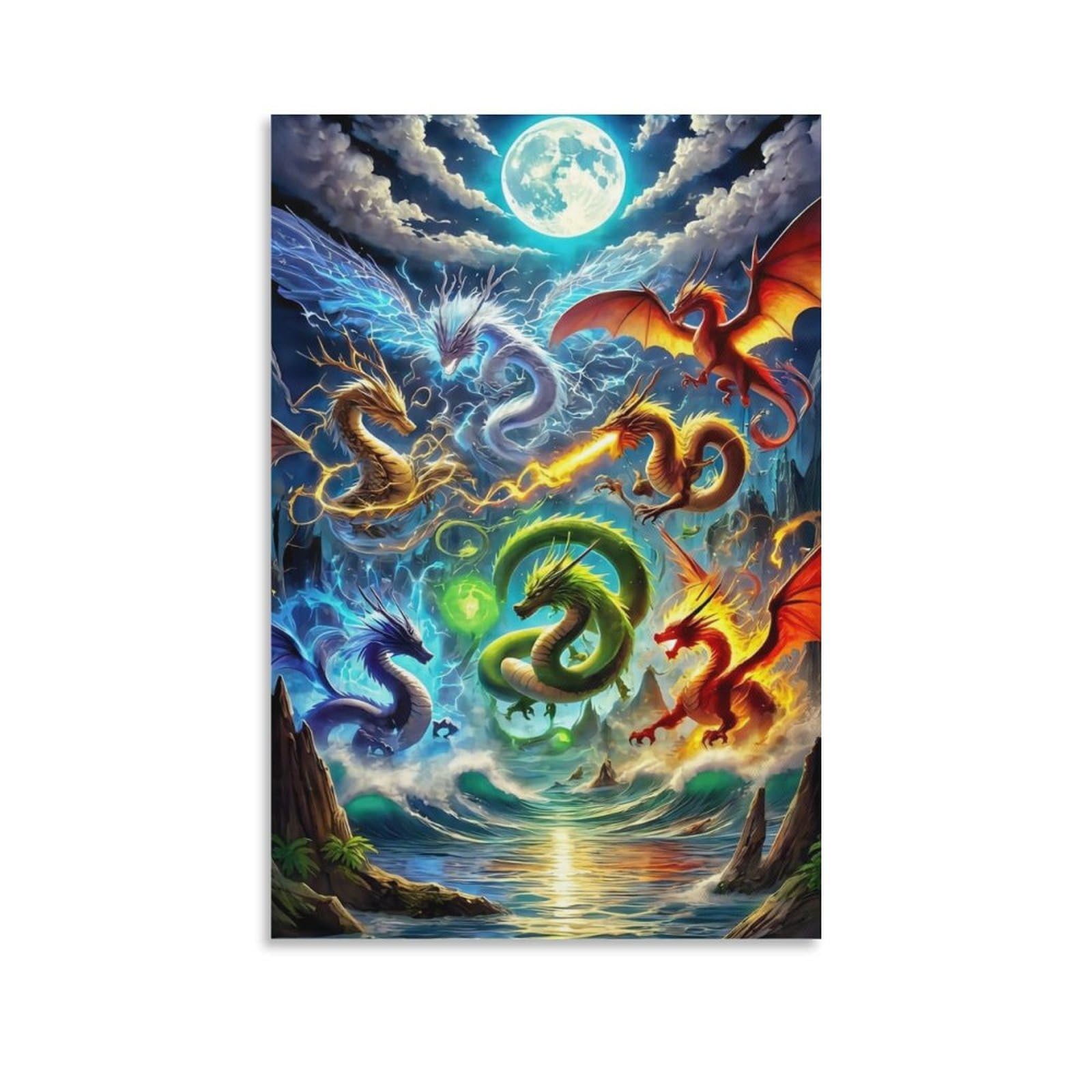 DHBANEIOK Fantasy Dragon Art_1 Poster Artwork Giclee Canvas Prints Modern Wall Art Picture Wall Hanging for Bathroom Wall Decor 16x24inch(40x60cm)