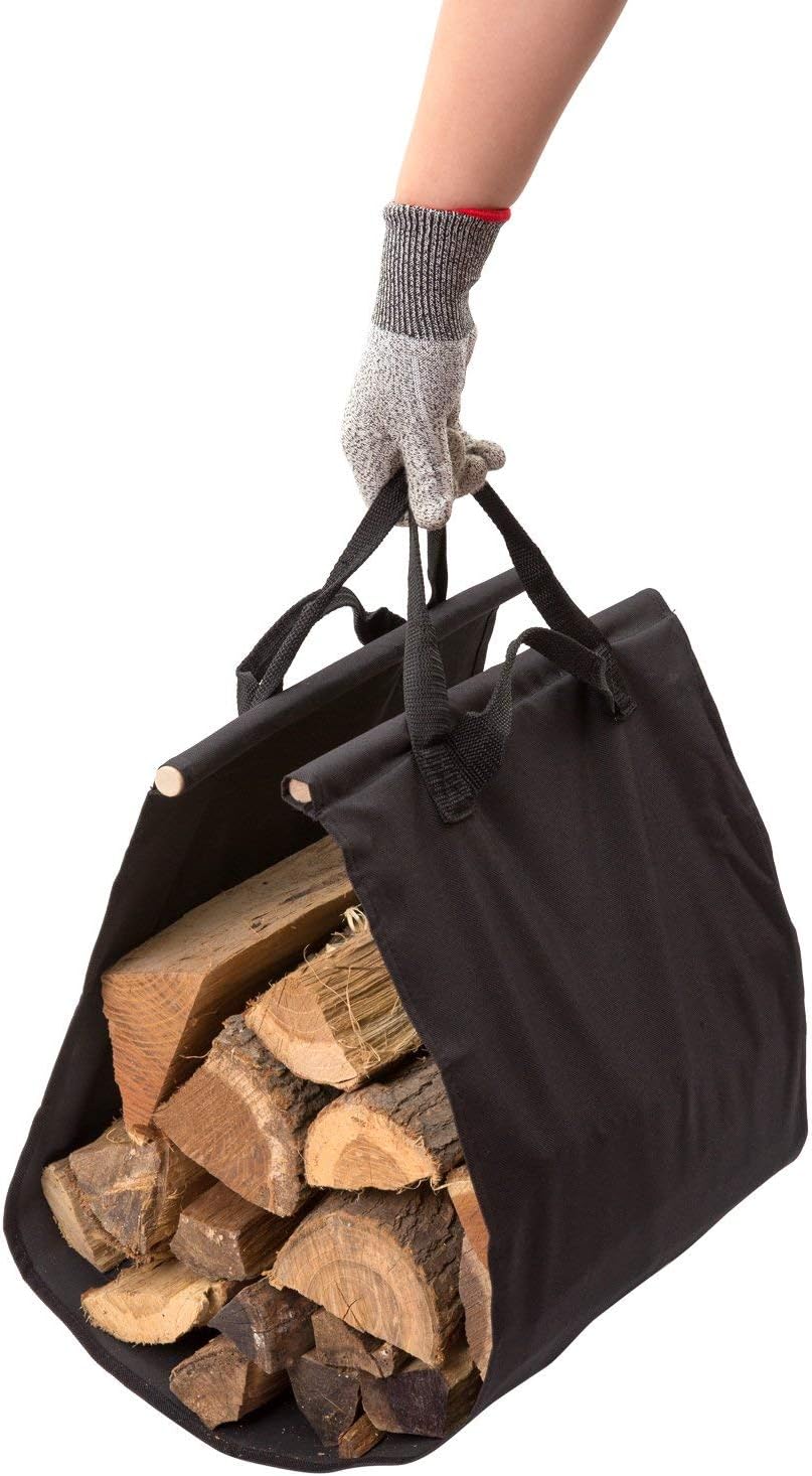 DOEWORKS 18 Inch Firewood Racks Fireplace Log Holder with Canvas Carrier