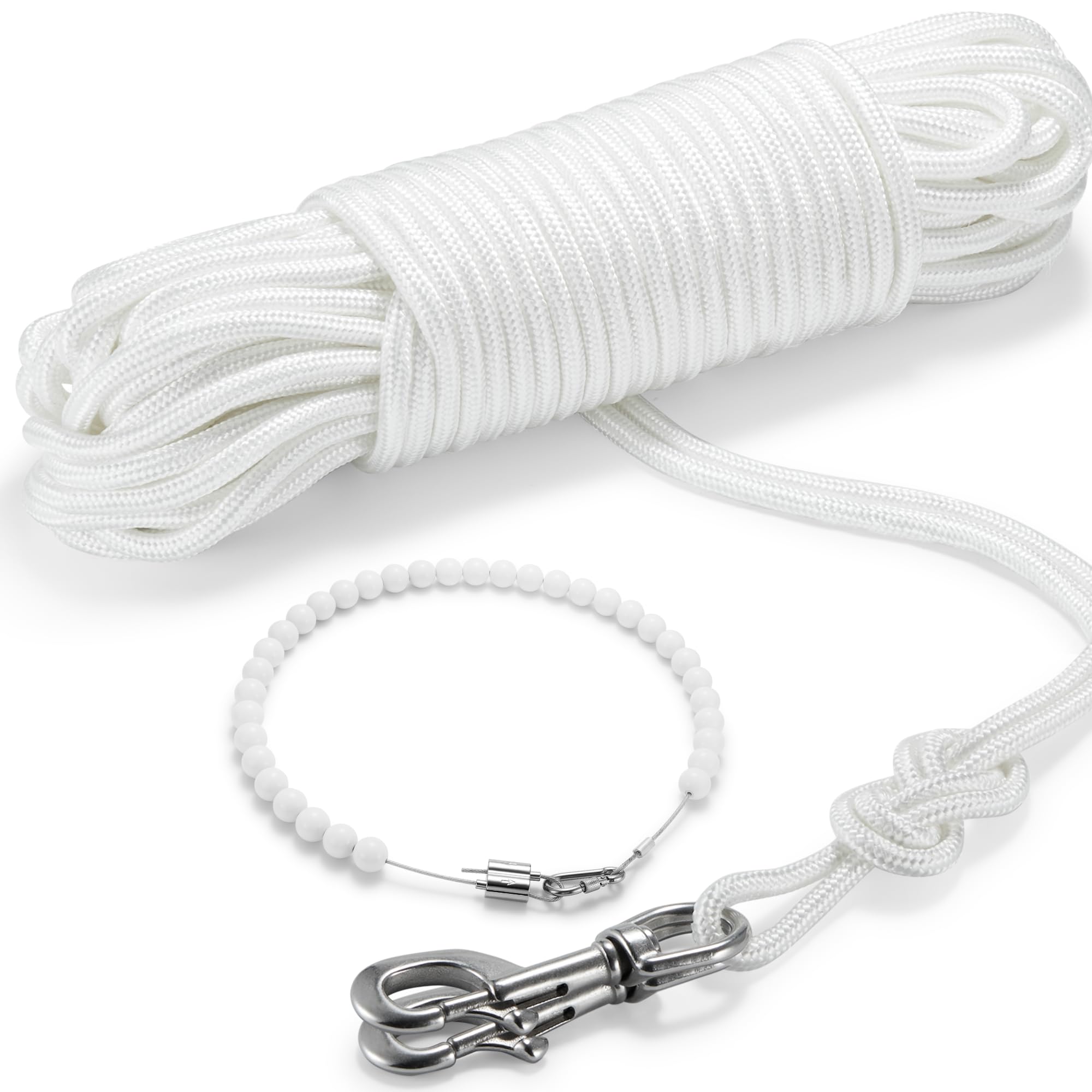 Photo 1 of FUNNANS Flag Pole Rope Kit, 100Ft Polyester Halyard with 316 Ss Snap Hooks