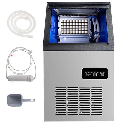 SmaketBuy Máquina comercial para hacer hielo de acero inoxidable de 150 libras24 horas, funcionamiento automático, almacenamiento de 24 libras, 45