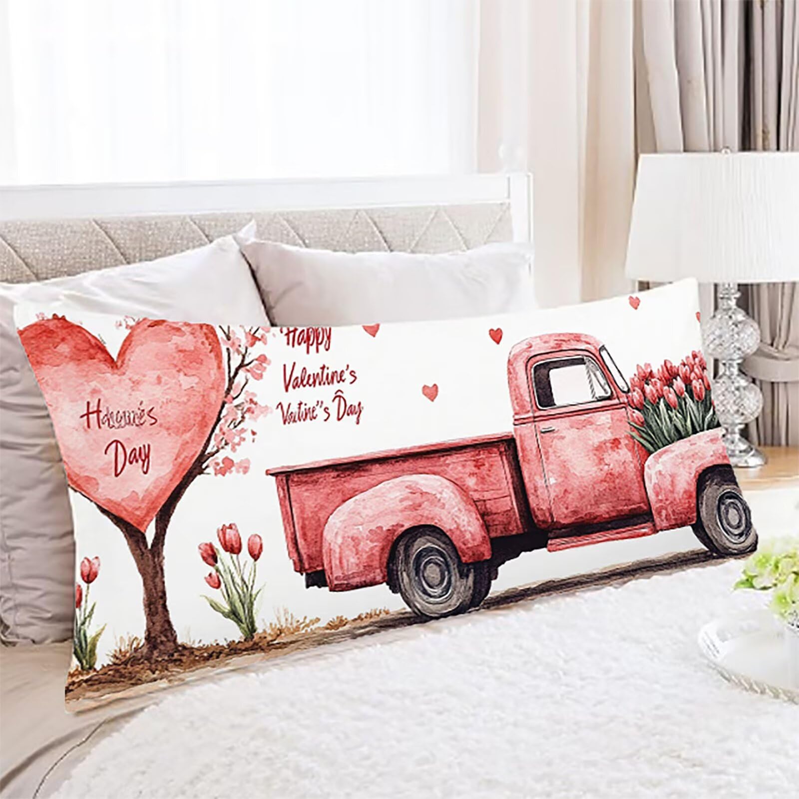 Federe Cuscini Rosa Federe Cuscino Letto Beige60x180cm Lino Copricuscini, Divano Morbida e Traspirante Stampa Fronte-Retro Con Invisibile Cerniera Lavabile Facile da Pulire per Letto o Divano C0C889
