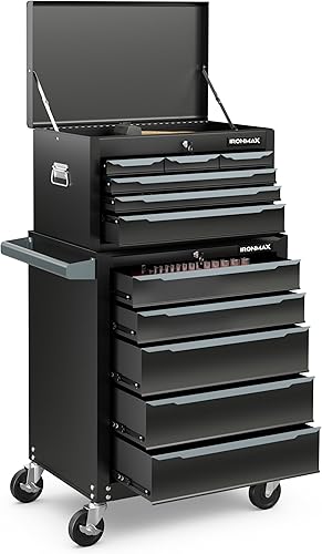 Miniatura 13 de Goplus Caja de herramientas, cofre de herramientas de acero de 6 cajones de 24" con bandeja superior, cerradura automática, forros protectores, asa,