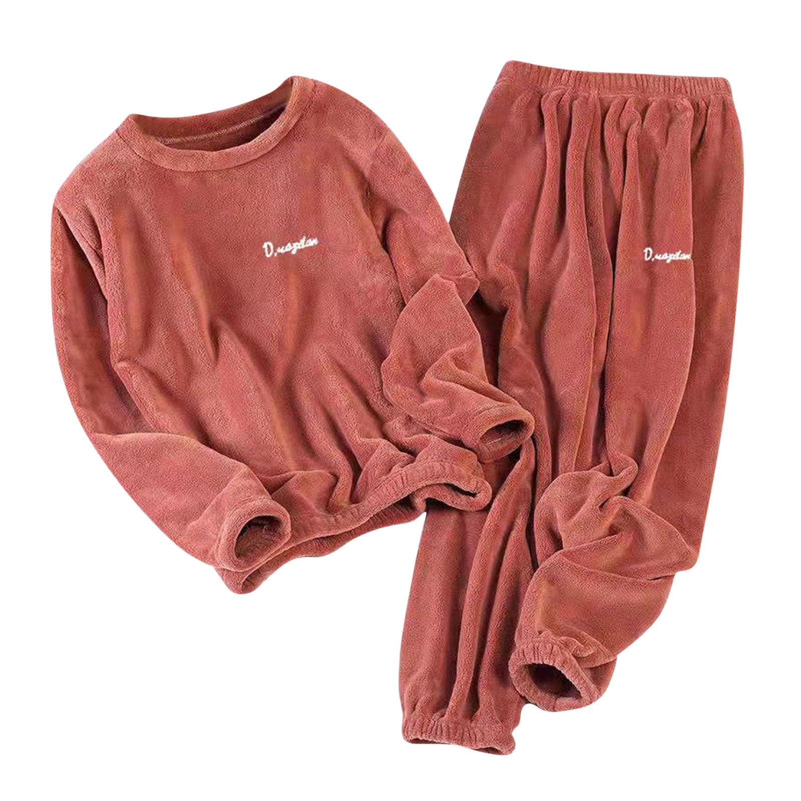 Womens Winter Fleece Pajamas Set Warm Long Sleeve Lounge Sleepwear High Elastic Loungewear Cozy Sherpa Homewear