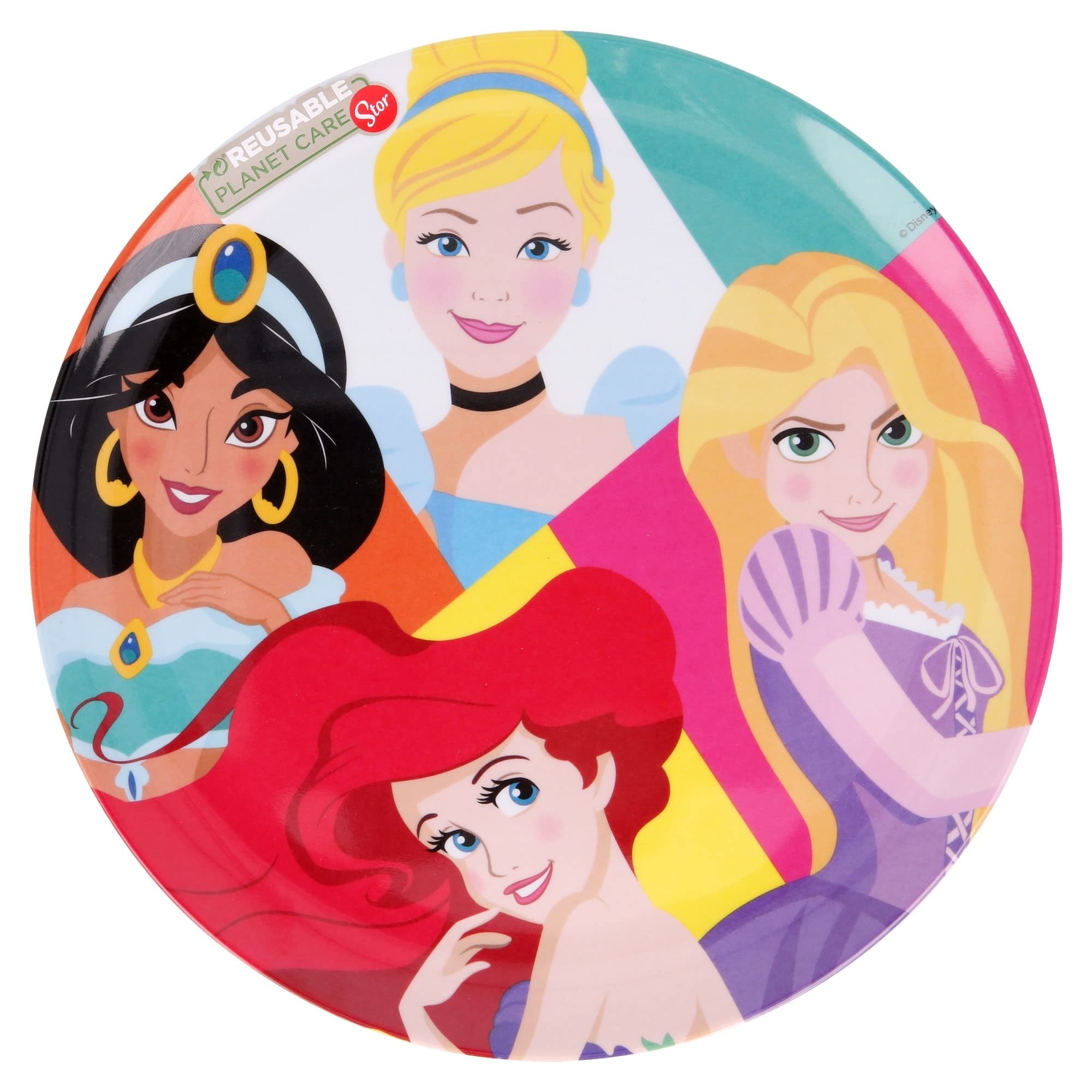 Disney Princess Bright And Bold Melamine Plate Without Rim, Multicolour