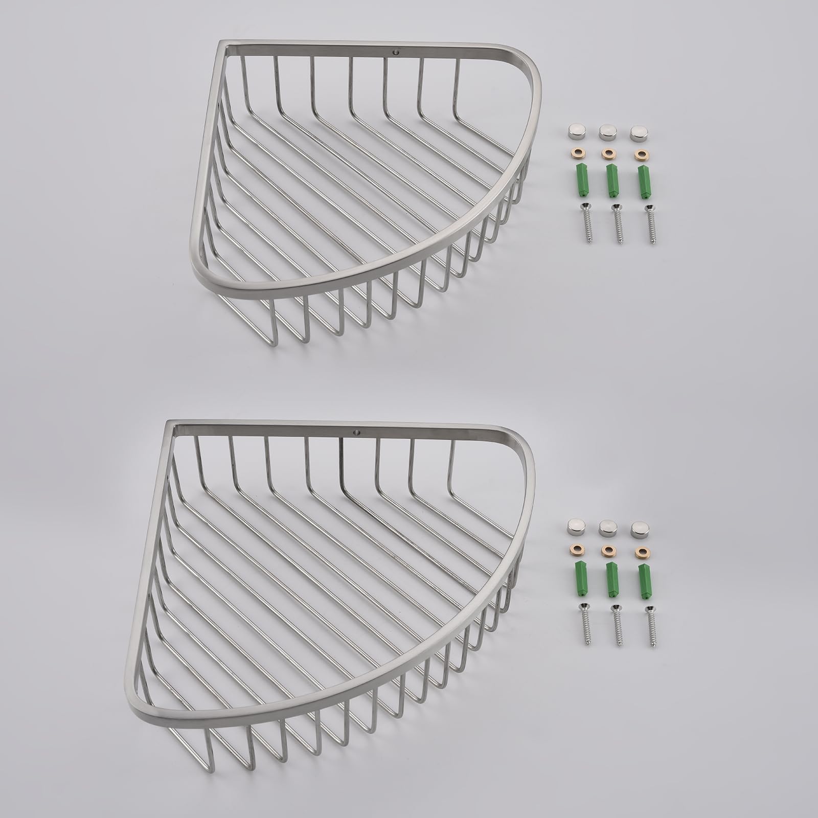 Cesta de ducha esquinera – Estante de ducha de baño de acero inoxidable/organizador para almacenamiento de ducha – Estante de esquina de pared resistente – Juego de 2