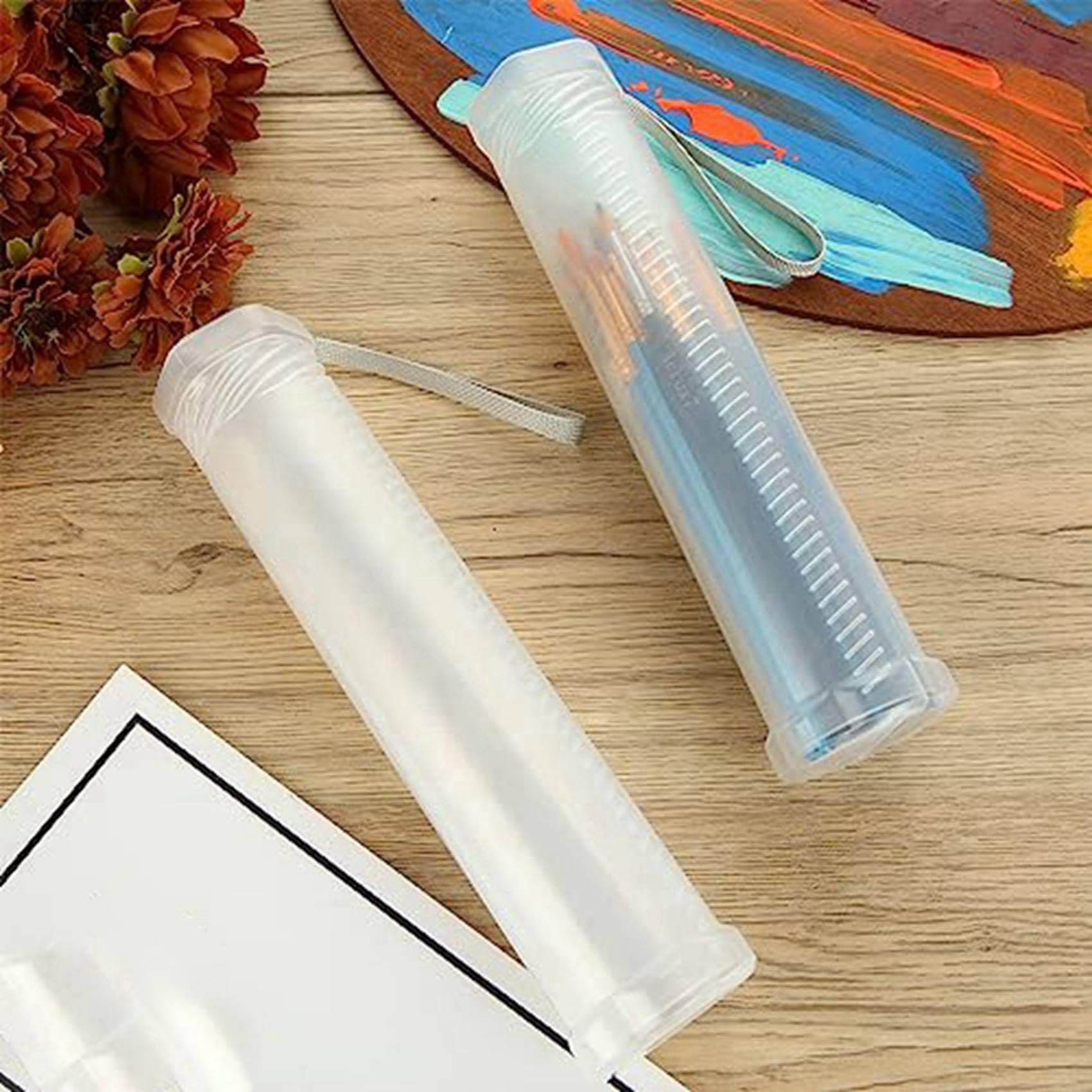 Confezione da 24 Astucci Estensibili nel Plastica per Pennelli, Tubo Porta Pennelli Lungo Trasparente, Contenitore per Matite