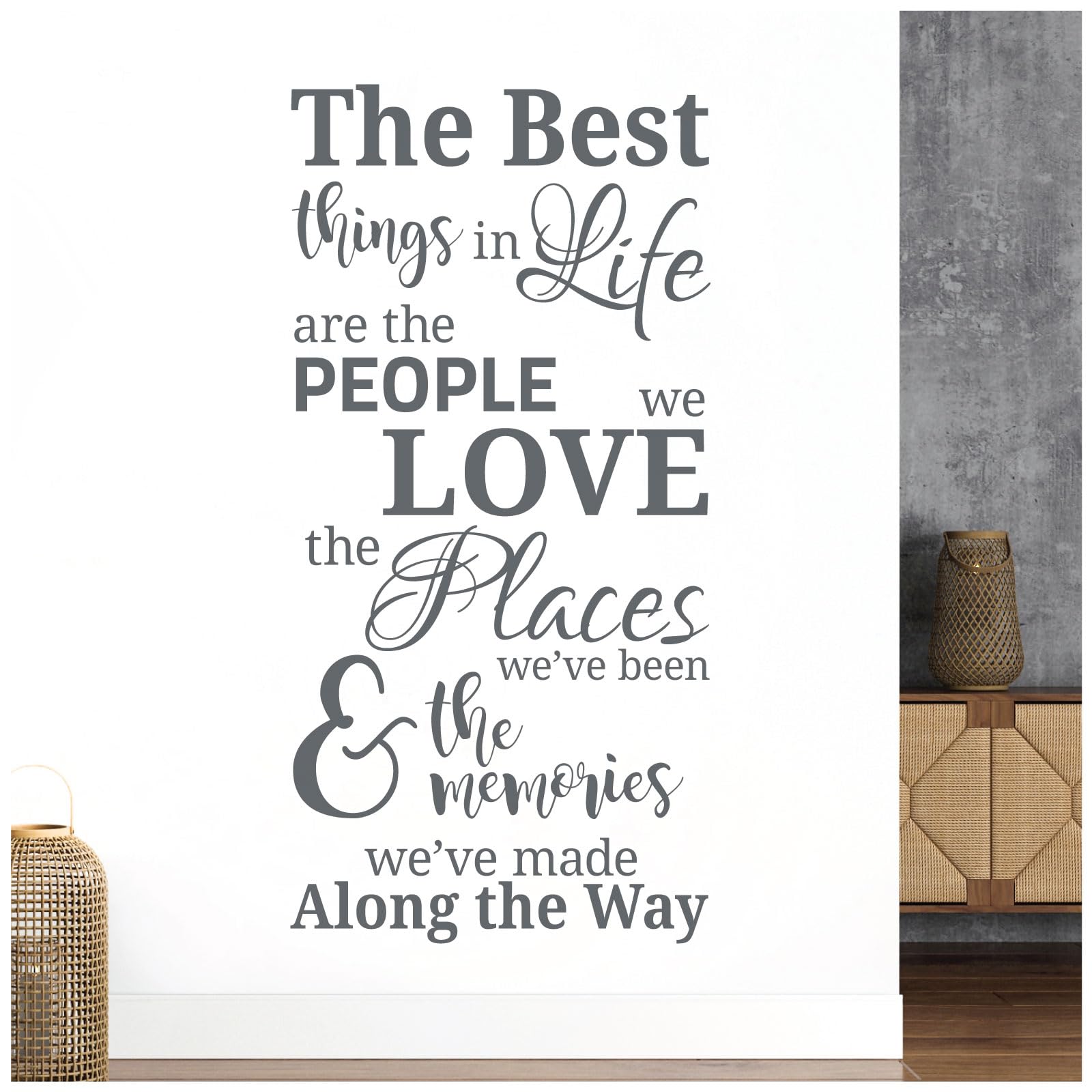 Wandaufkleber Mit Spruch – "The Best Thing In Life…" Schwarz, Groß 42x86 Cm, Vinyl, Für Glatte Oberflächen