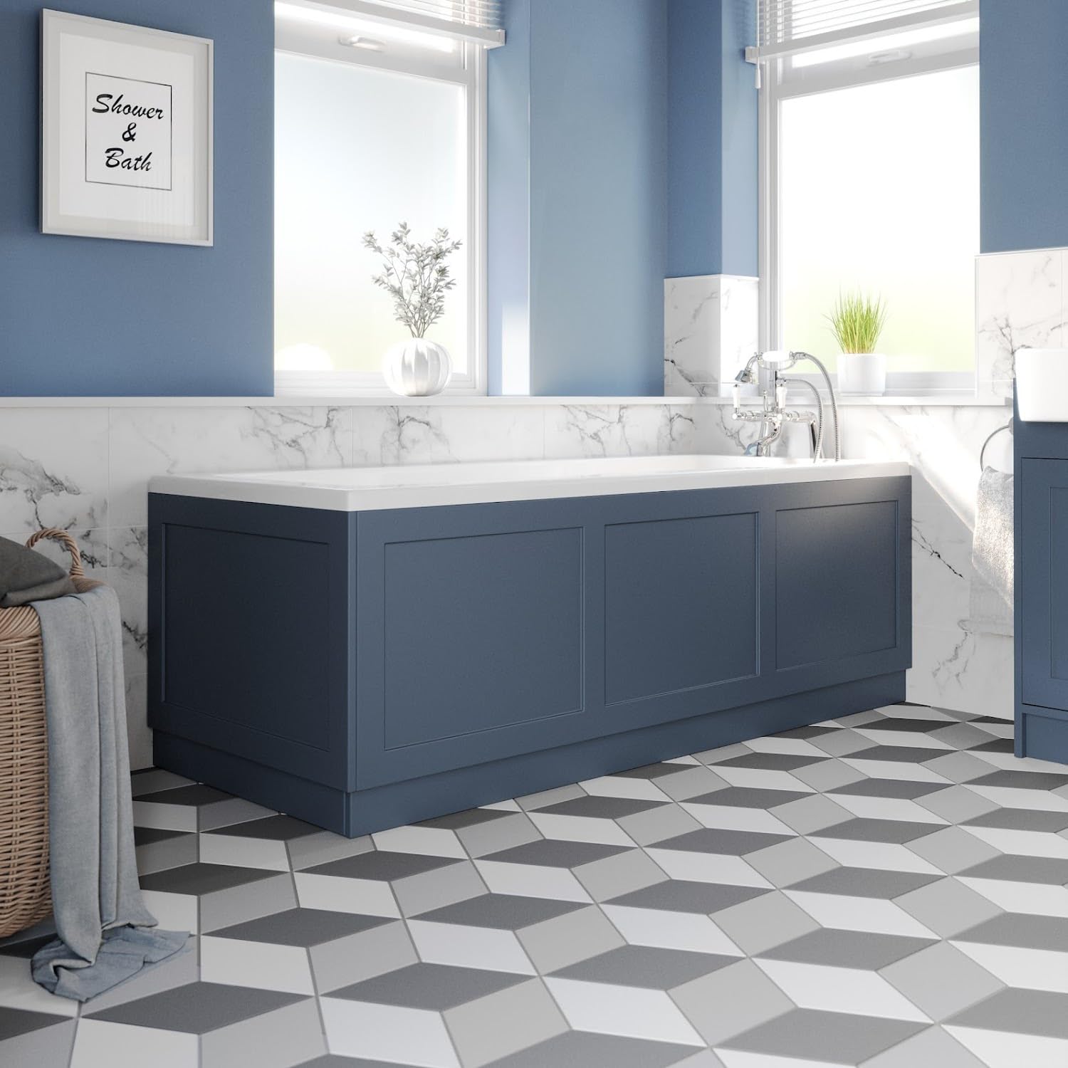 Affine Blue Affine® Traditional 1700 Side Front Panel Mdf Bath Panel 18Mm, Wooden Panels For Bathroom Baths Soaking Tubs, Adjustable Plinth, Easy To Cut, Matt
