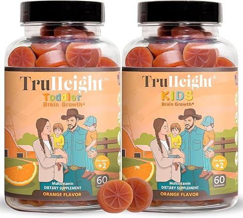 TruHeight Gomitas de crecimiento cerebral para niños pequeños (a partir de 2 años) vitaminas naturales para niños pequeños - Omega-3, DHA, EPA -