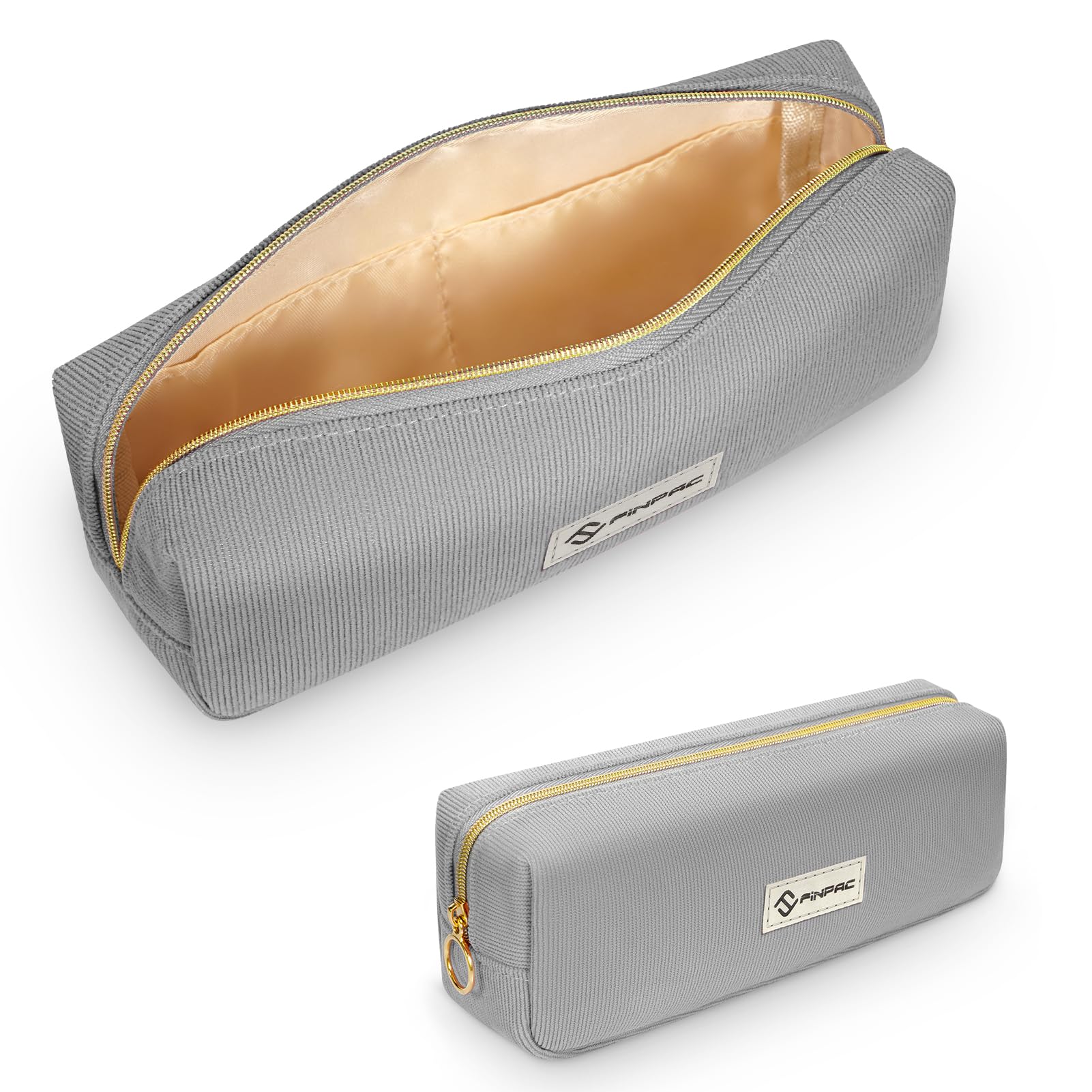 FINPAC Corduroy Pencil Case, Large Capacity School Pencil Case