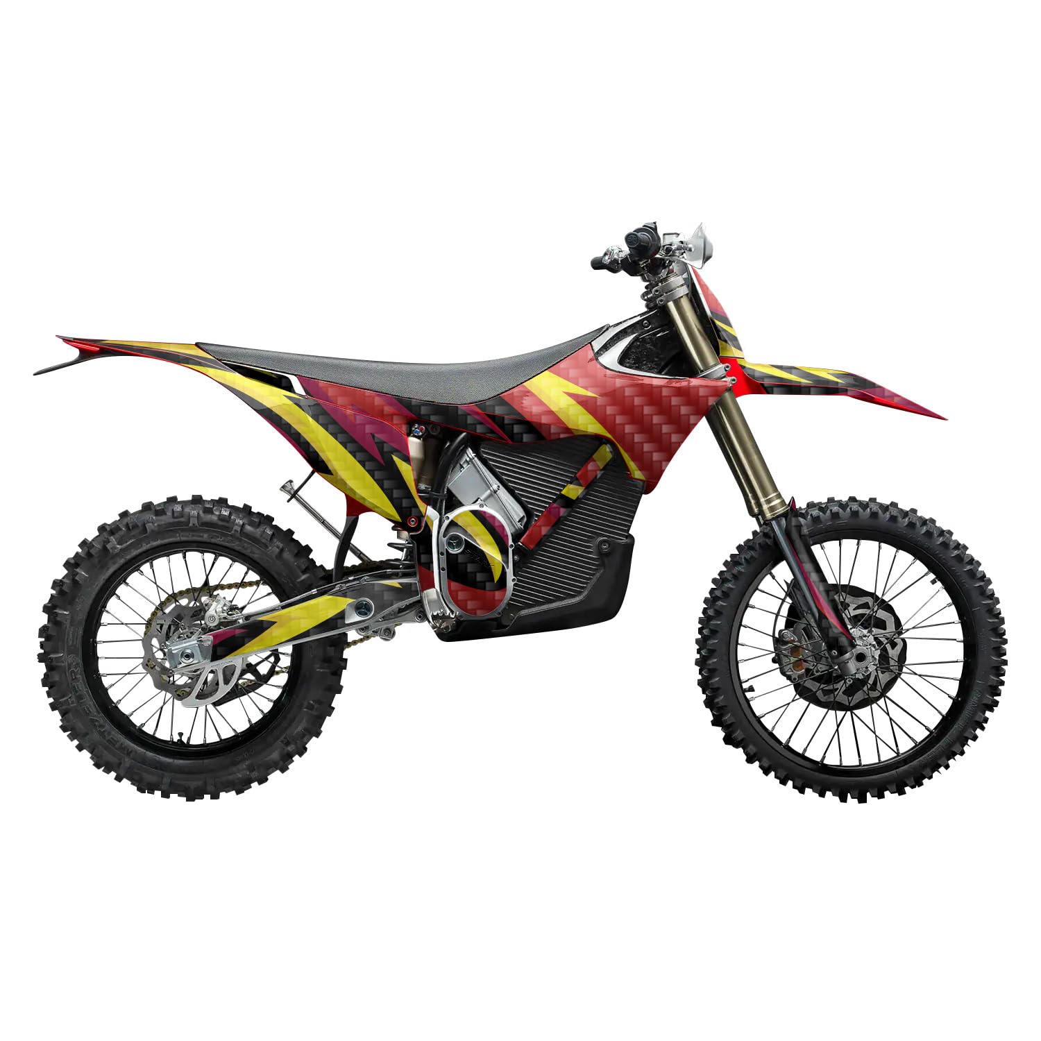 Carbon Fiber Stark Varg MX 2023-2025 Graphics Kit Wrap - Tribal Red - Varg MX Skin - Premium 3M Vinyl Protective Wrap Decal Cover - Easy to Apply | Crafted in The USA by MightySkins