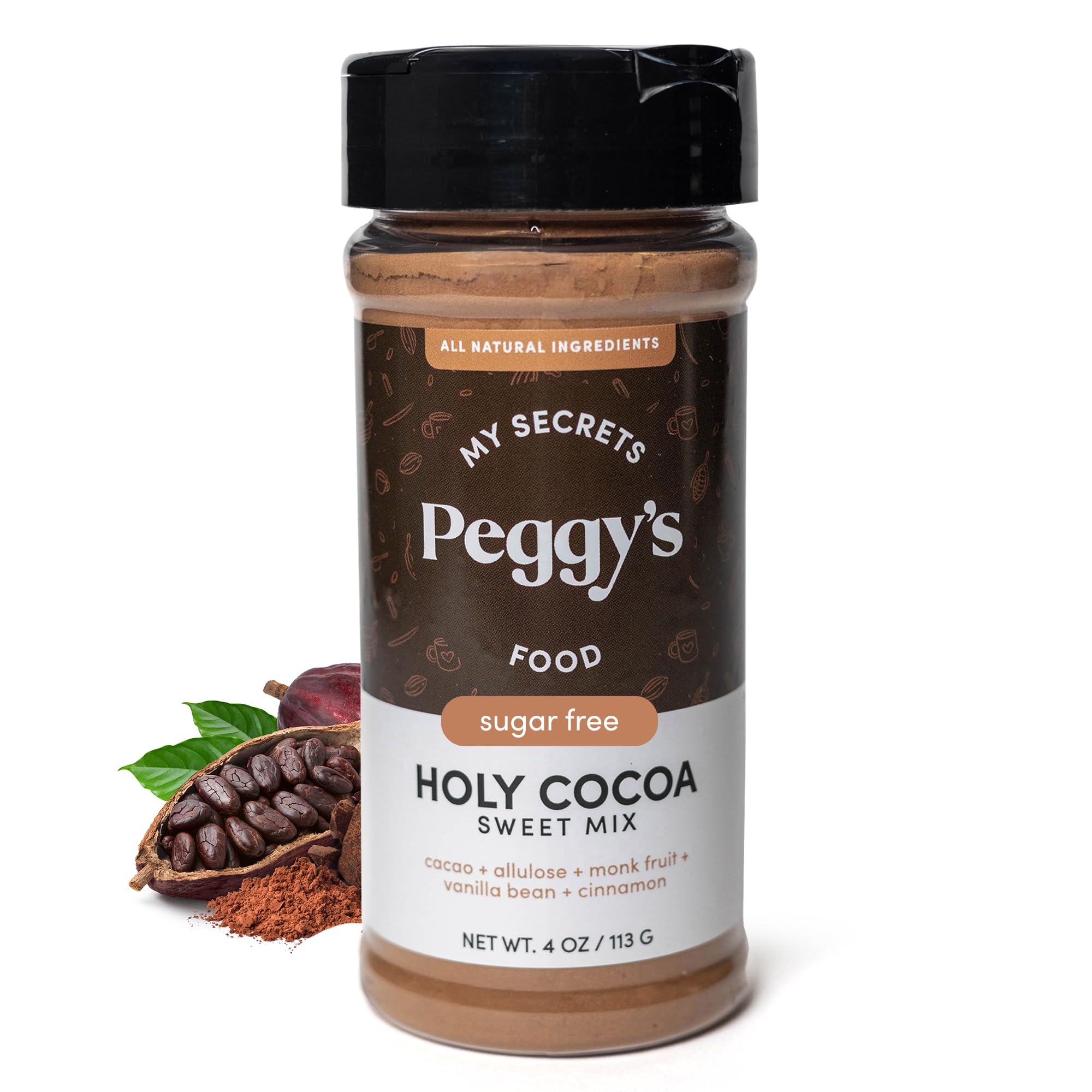 My Secrets Peggy's Food Holy Cocoa Powder - Premium 100% Natural Unsweetened Pure Cacao for Coffee, Smoothies & Desserts - Rich Dark Chocolate Flavor,