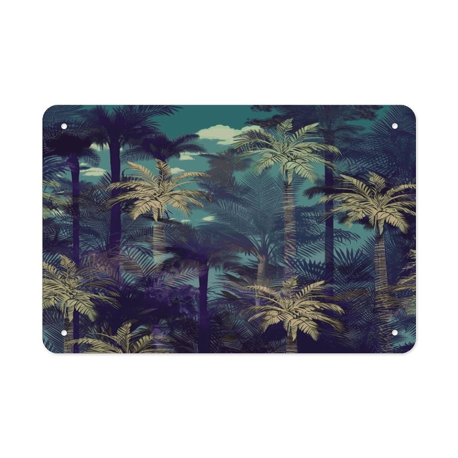 Fodpand Style Fantasy Palm Tree Jungle Wall Art Metal Signs Tin Sign