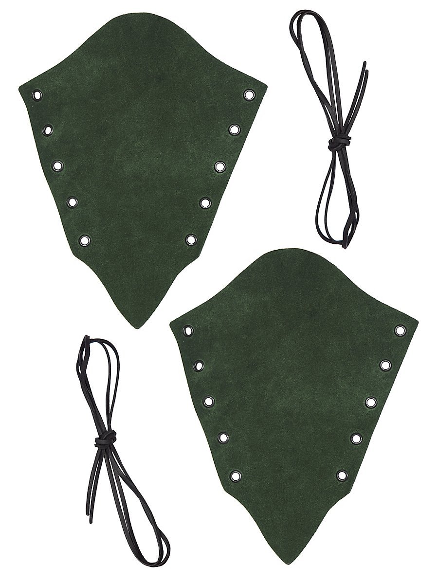 Andracor Leichte Armstulpe aus echtem Wildleder spitz zulaufende Armschützer mit Schnürung Grün