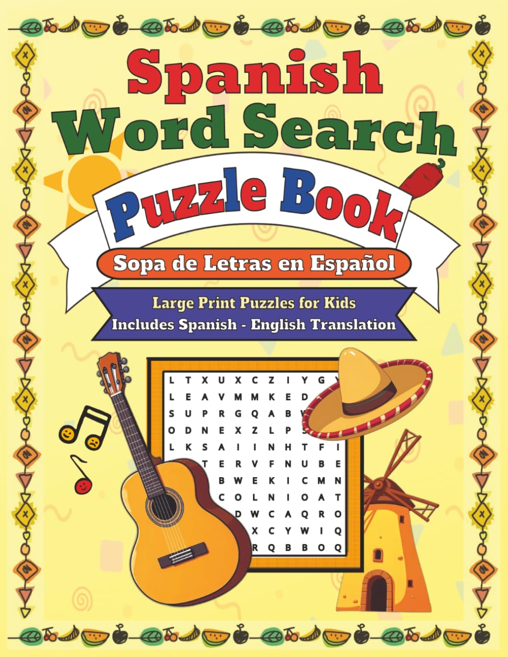 Spanish Word Search Puzzle Book for Kids: Includes Spanish - English Translation | Relaxing and Educational Word Searches Featuring 80 Puzzles | Large ... for Beginners Learning Spanish at Home