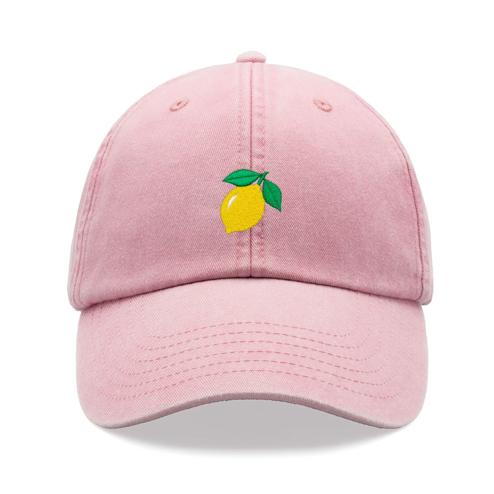Lemon Baseball Cap Vintage Washed Unisex Dad Hat Adjustable Pink