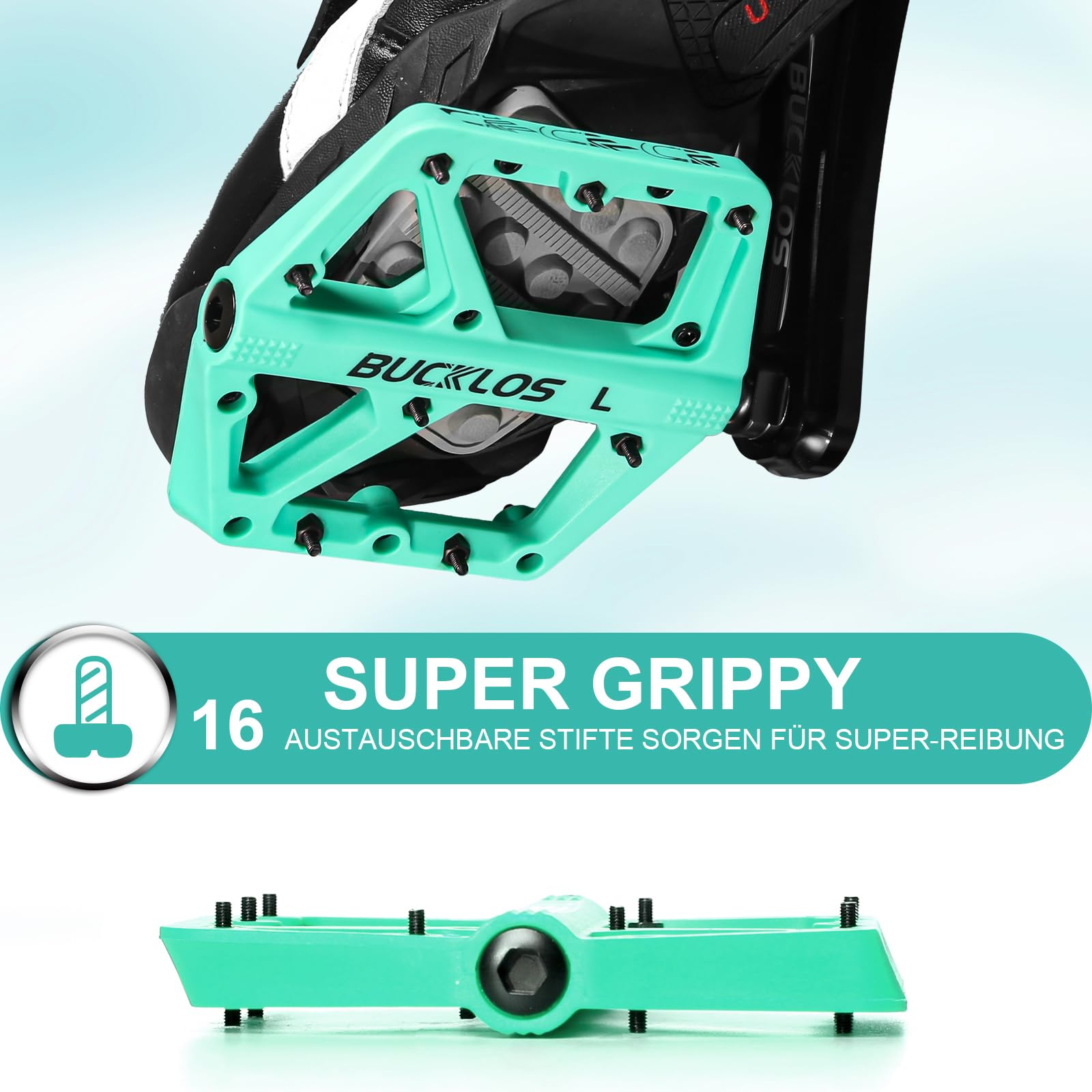 Pedali MTB Pedali Piatti Mountain Bike Bici Da Strada Grande Piattaforma Nylon Pedali Antiscivolo per Bici Per Adulti Gravelbike/Bicicletta ibrida 9/16 Pollici