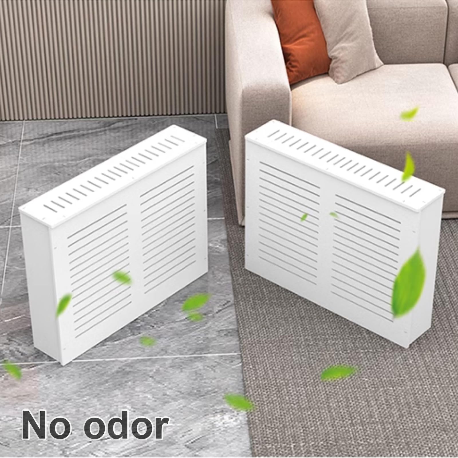 Moderna copertura per termosifone, colore bianco, design ignifugo per nascondere tubi ingombranti in soggiorno e camera da letto (80 x 70 x 20 cm)