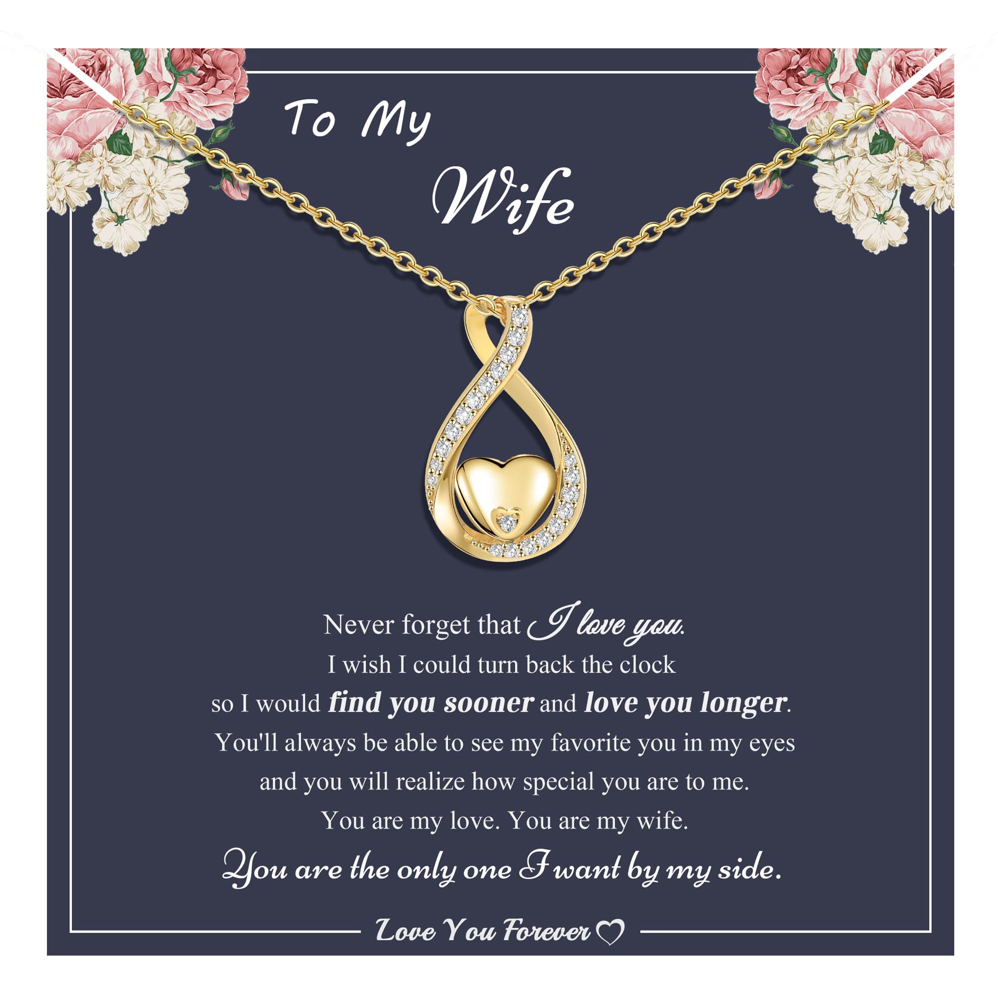 Gold Heart Infinity Necklace - Great Gift with Code E6NWSNH7