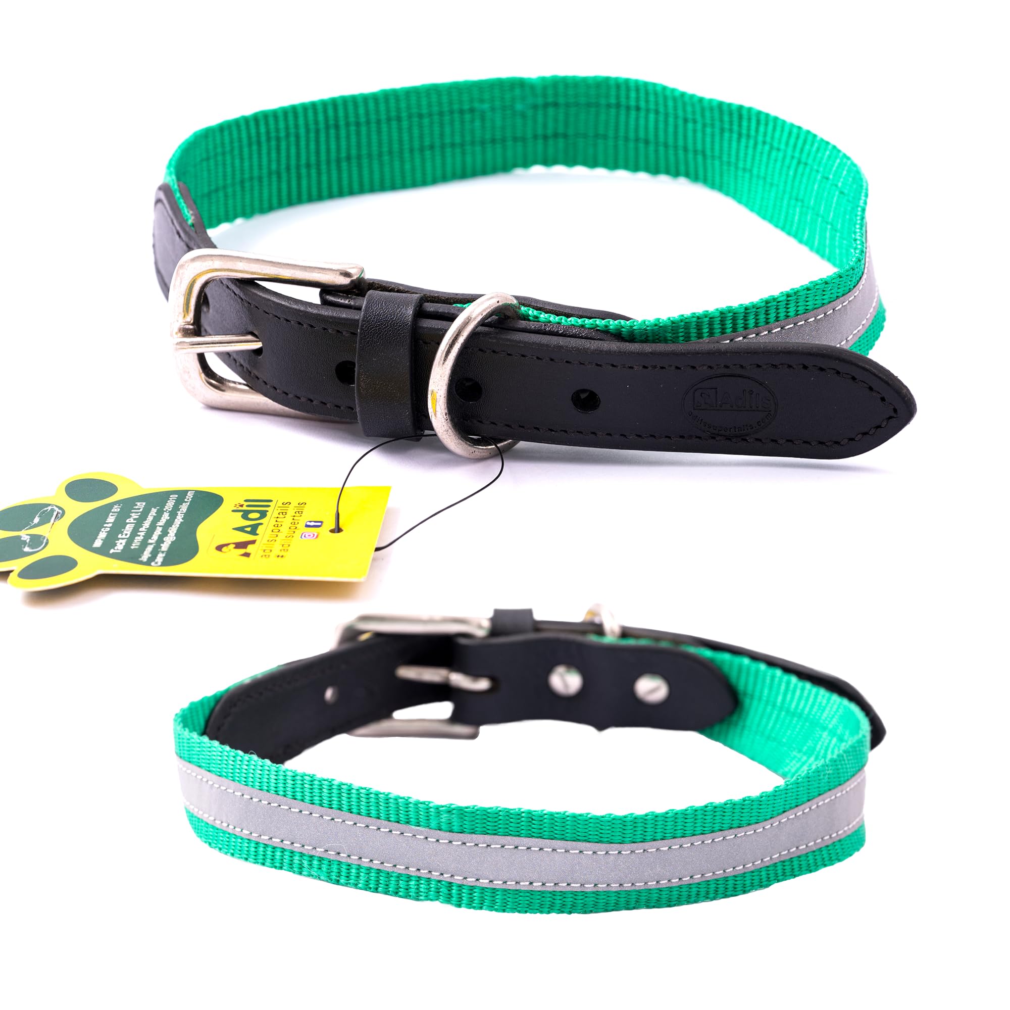 ADILS Reflective Nylon Dog Collar Adjustable Collar with Metal Buckle & D-Ring, Perfect for Small, Medium & Large Dogs -Color: Green, Sizes: S (14-18) in (B0CQRS5PQC) Amazon Price History, Amazon Price Tracker