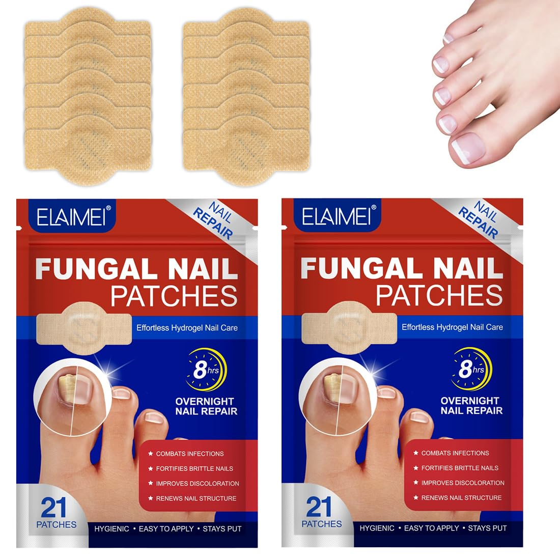 42 pezzi di cerotti per unghie fungine, trattamento dei funghi alle unghie dei piedi, riparazione unghie extra forte per 8 ore, efficaci contro le infezioni fungine