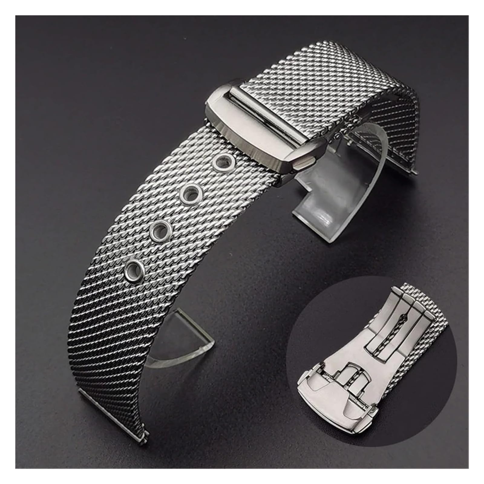 Metalowe Paski Do Zegarków, Pasek Ze Stali Nierdzewnej Z Siateczki 20 Mm/22 Mm, Uniwersalny, Męski, Damski, Metalowy Pasek Z Siateczki Do Zegarków Kwarcowych Lub Smartwatchy/Sier/22Mm