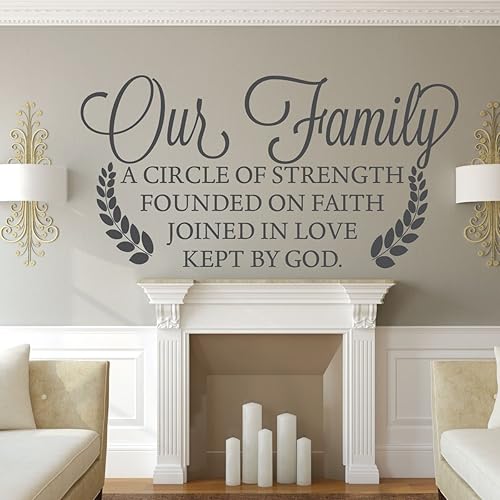 Miniatura 2 de Family Wall Decor - Our Family A Circle Of Strength Founded On Faith Joined In Love Kept By God -Vinyl Home Decor - Living Room Decoration