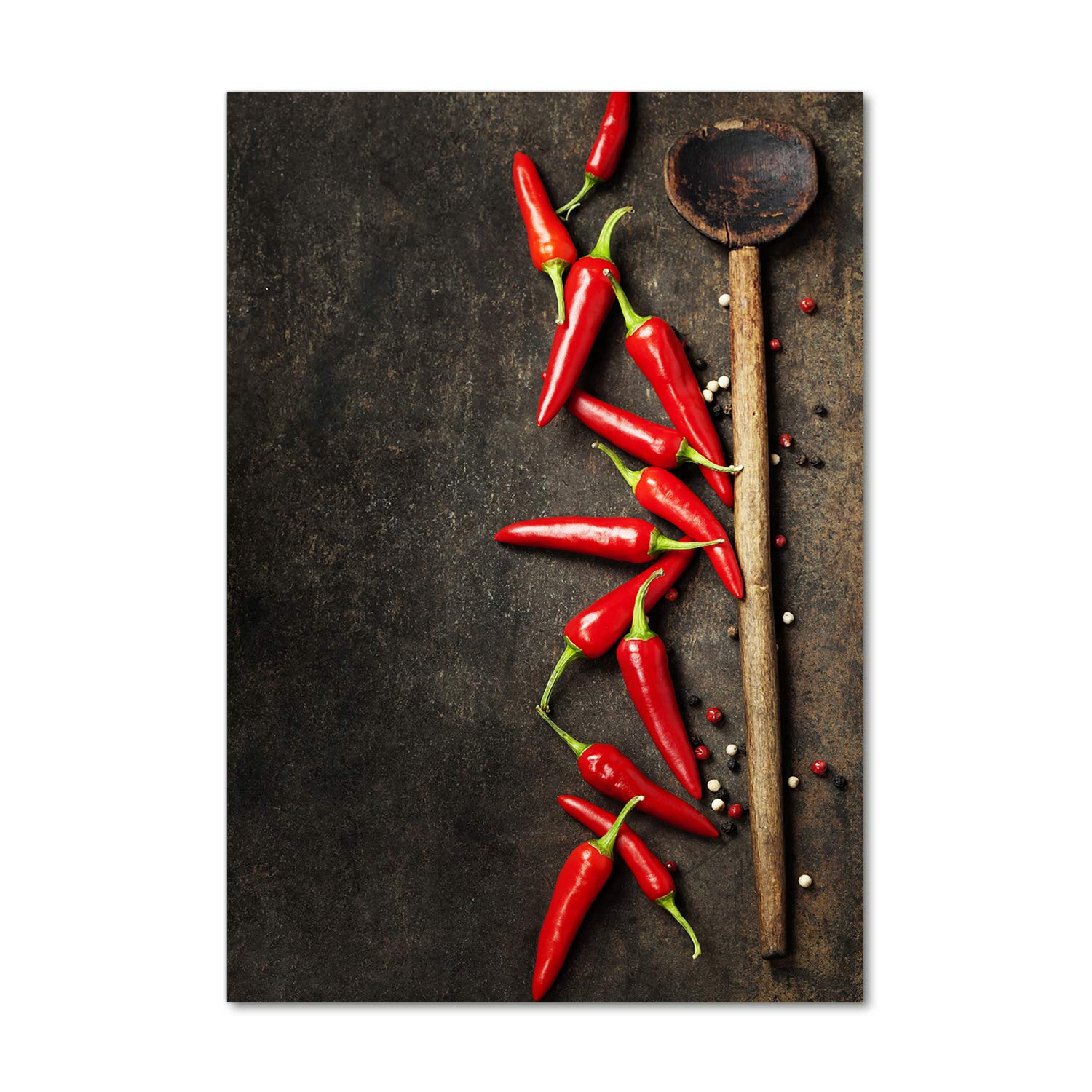 Tulup Impression sur Verre 70x100 cm Image Tableau Photo décorative panoramique pour la Cuisine et Le Salon - Nourriture et Boissons - Piments - Rouge