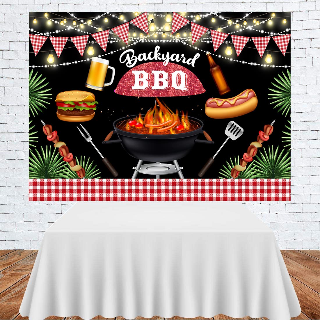 PHMOJEN BBQ-Fotohintergrund Vinyl, 3x2,1 M – Sommer-Grill-Party-Hintergrund Für Fotos, Deko, Picknick & Outdoor