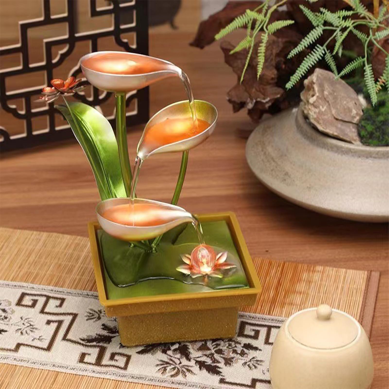 Fontana Da Tavolo A Cascata Con Luci LED Tuzsocr - Effetto Zen Rilassante Per Ufficio E Casa