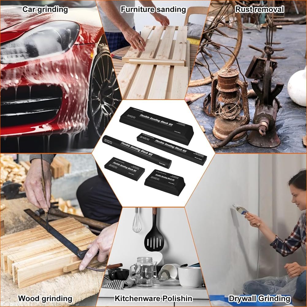 Kopinma 7 PCS Sanding Blocks Kit for Auto Body Flexible Eva Foam Wet or Dry Sanding Block Kit - Image 4