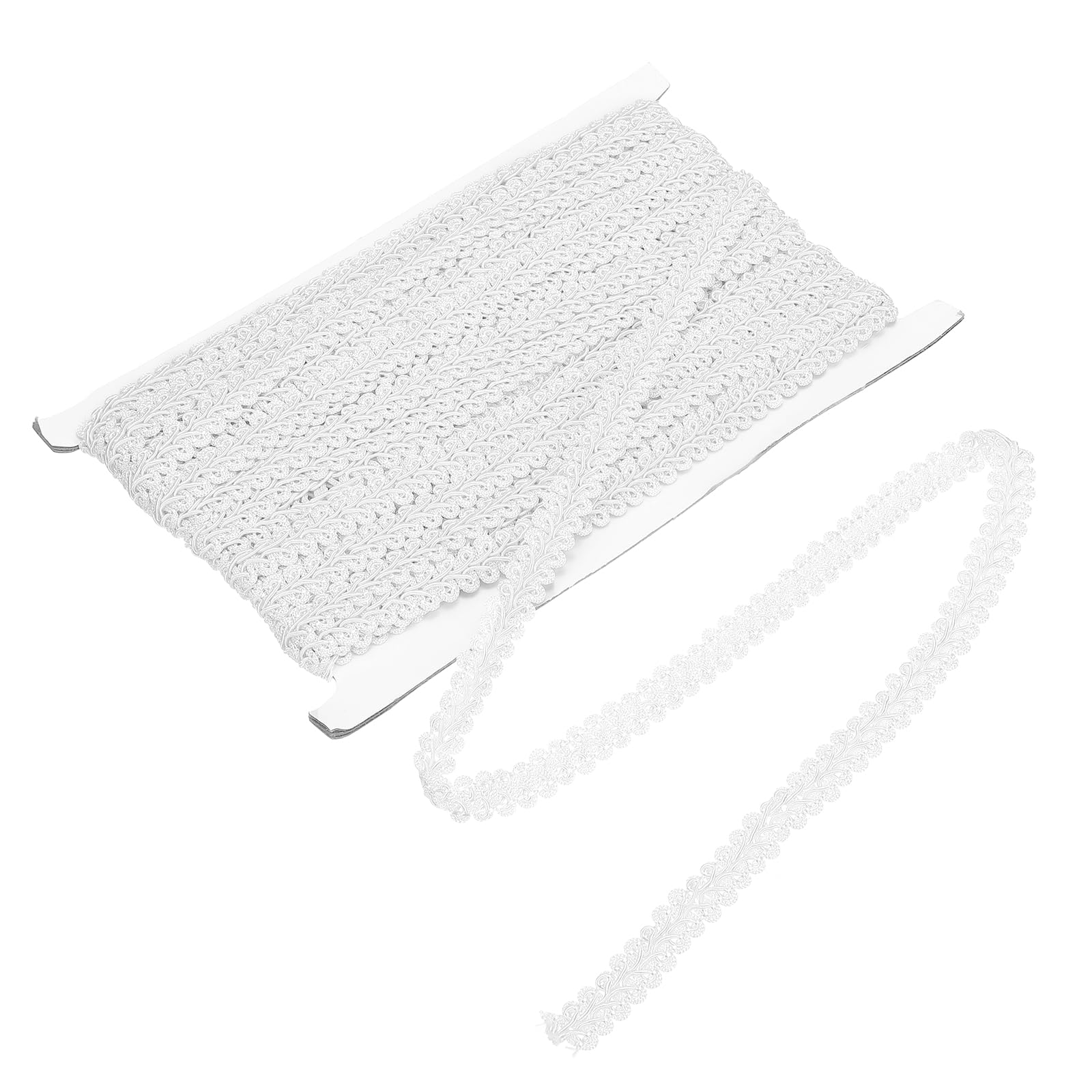 sourcing map Gimp Braid Trim, 1/2" x 14 Yards Polyester Woven Braid Fabric Upholstery Trim for Sewing Costume DIY Crafts Home Decoration, White