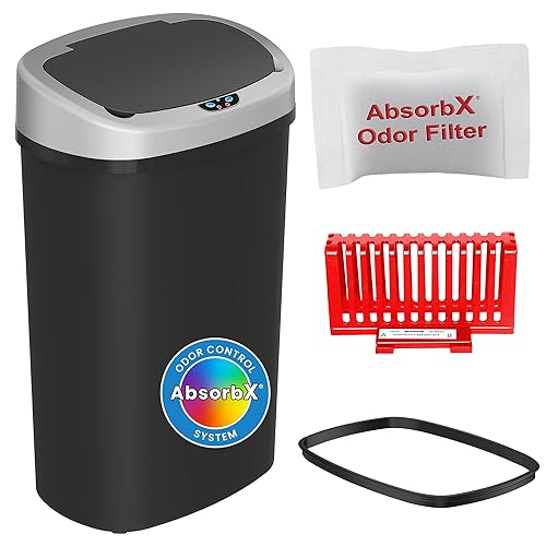 iTouchless Prime - Cubo de basura con sensor de 13.2 galones, construcción duradera a prueba de abolladuras, delgado y ahorra espacio, contenedor