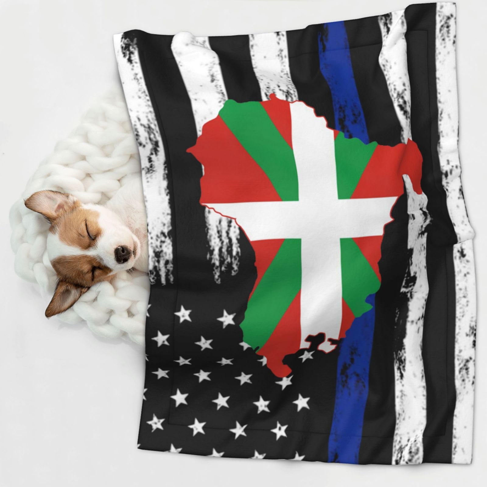 Basque Flag Map Soft and Cozy Pet Blanket for Dogs and Cats - Versatile and Comfortable Medium