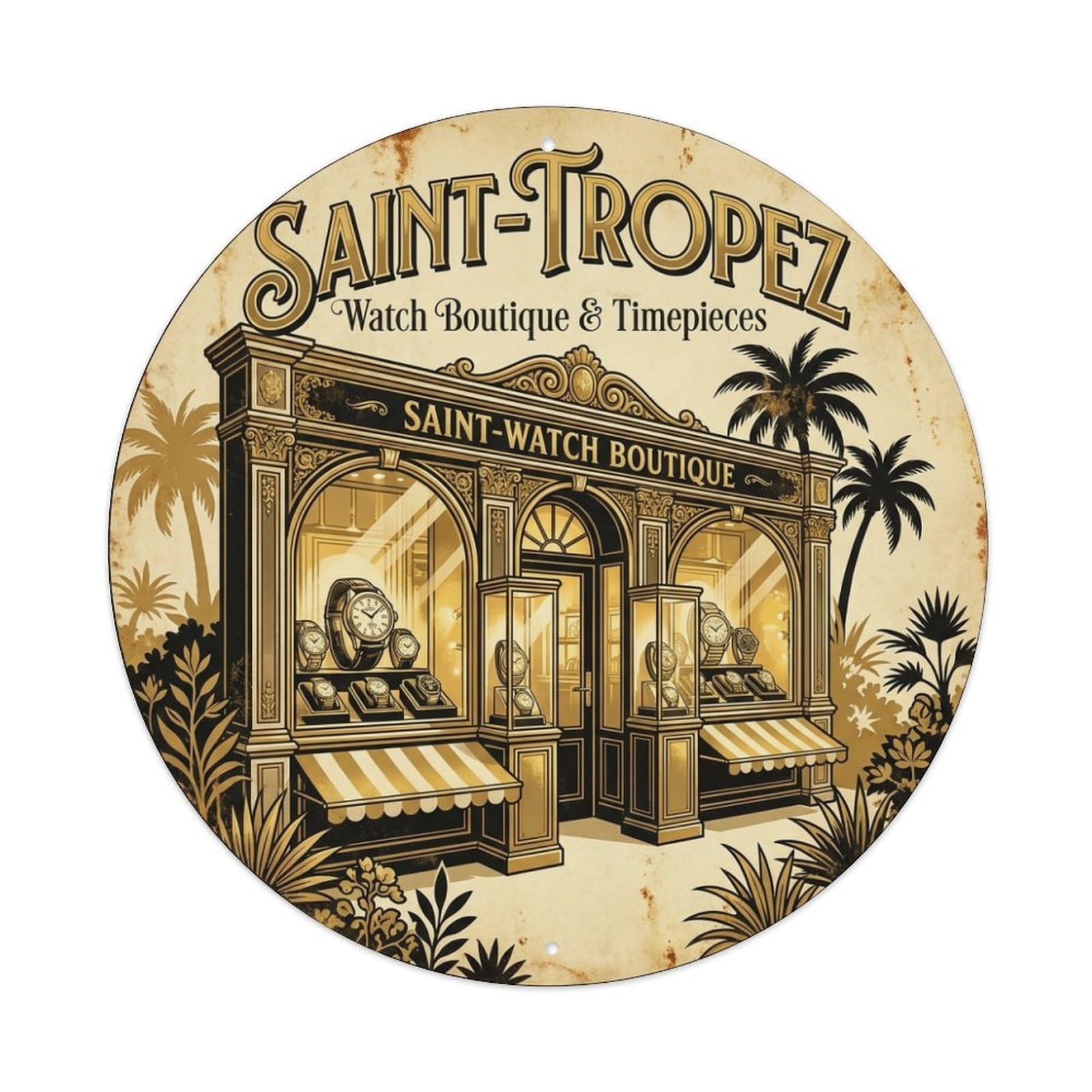 Watch Boutique Timepieces Travel Saint Tropez France Metal Tin Sign