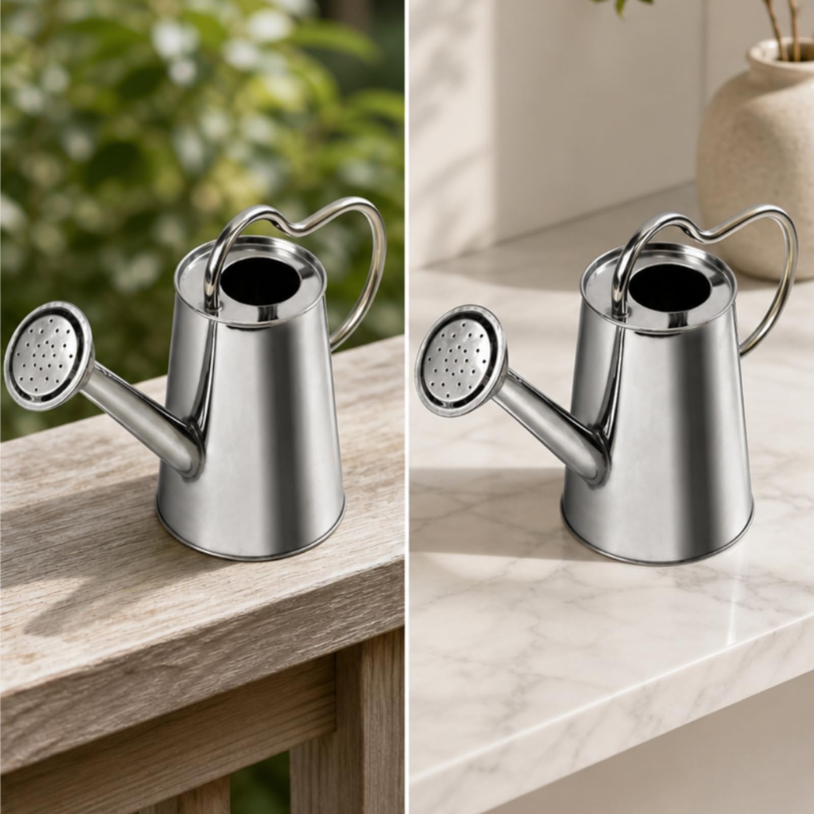 predolo Annaffiatoio in Acciaio Inox con Beccuccio Lungo Robusto Beccuccio Esteso per Terrazza, Davanzale, 2.5L, Annaffiatoio