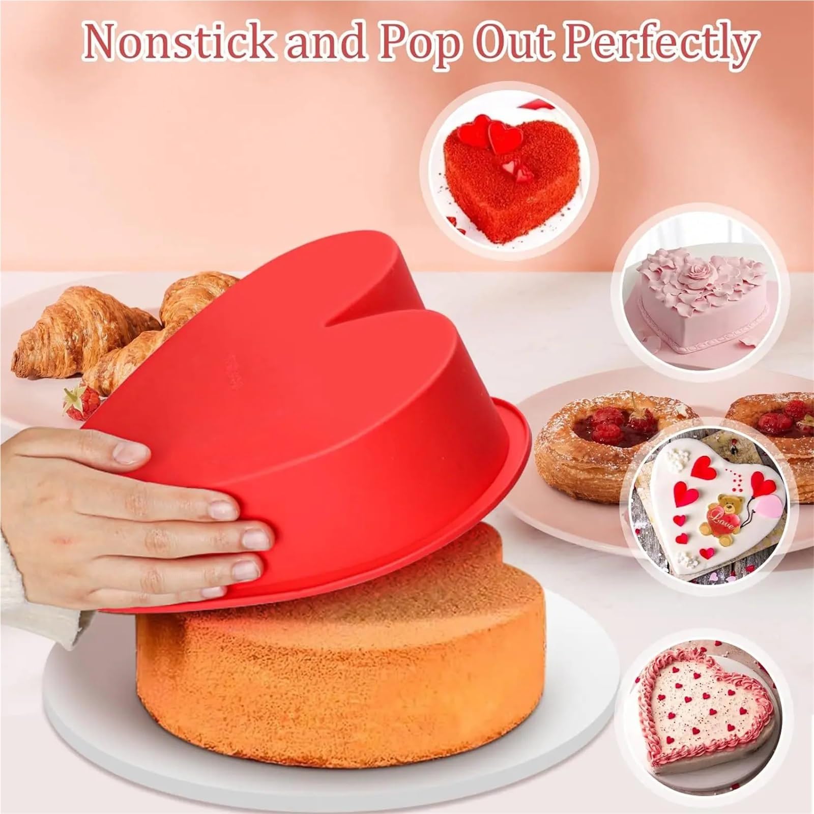 2 moules à gâteau en forme de cœur silicone 10 pouces pour Créer des Gâteaux