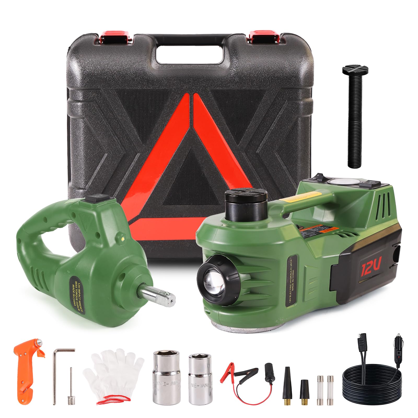 EFFIROSO Portable 5 Ton 12V Electric Car Jack Kit Floor Jack for Car Repair