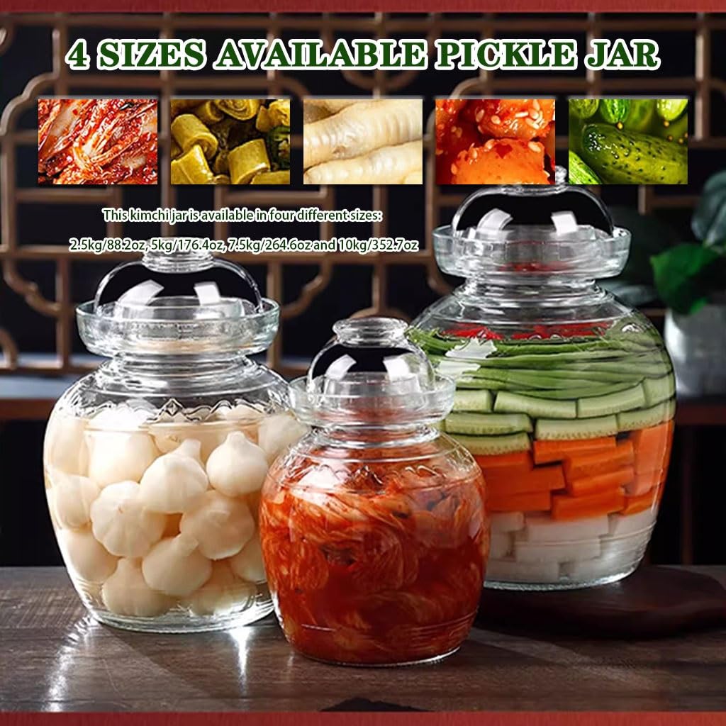 Transparent Visual Glass Pickling Crock, Traditional Chinese Water-Sealed Pickle Jar, Wide-mouthed Convenient Fermenting Crock, 4 (10kg/352.7oz)