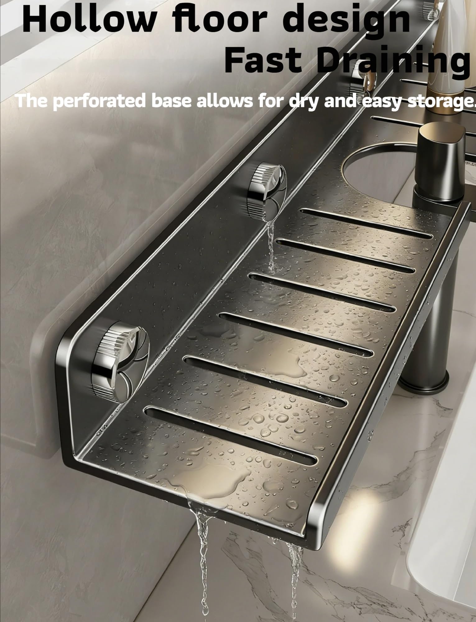 Mensola in legno naturale sopra il rubinetto, 50 cm, per bagno e cucina, salvaspazio, per un facile accesso e un drenaggio efficiente