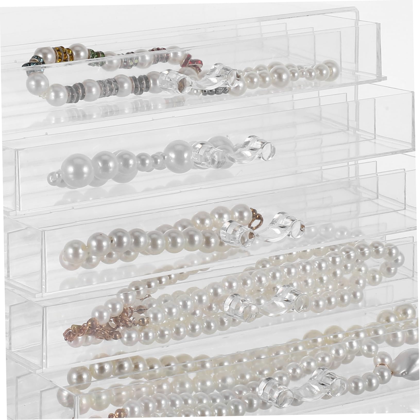 Scatola Porta Gioielli 5 Cassetti Trasparenti, Plastico | Organizzatore Compatto Scomparti Indipendenti, Design Trasparente, per Donne e Ragazze