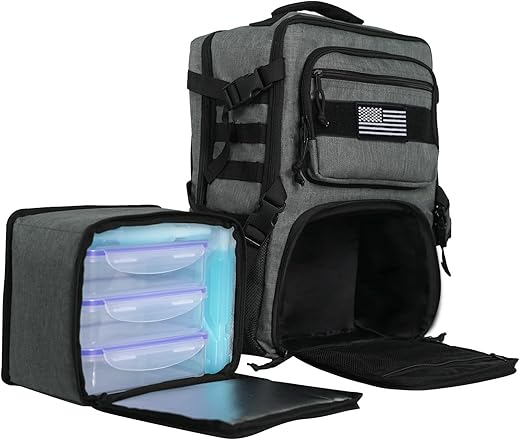 Tactical Meal Prep Backpack,519 Fitness Insulated Lunch Backpack with Removable Meal Compartment,16 Hours Insulation,Hiking Lunch Rucksack with Molle,Heavy Duty Hydration Backpack (Black)