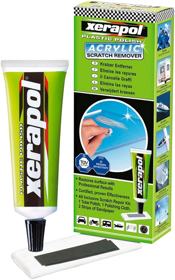 Quixx Xerapol Acrylic Scratch Remover (50g polish/1 cloth/2 sandpaper