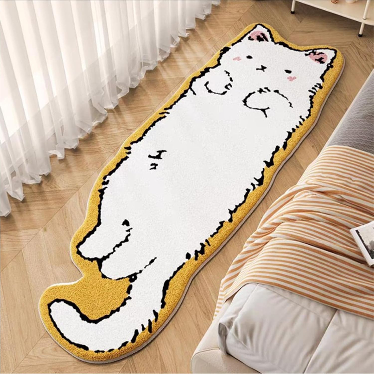Tappeto A Forma Di Gatto - Trapuntato, Lavabile, 50x160 Cm, Grigio Scuro