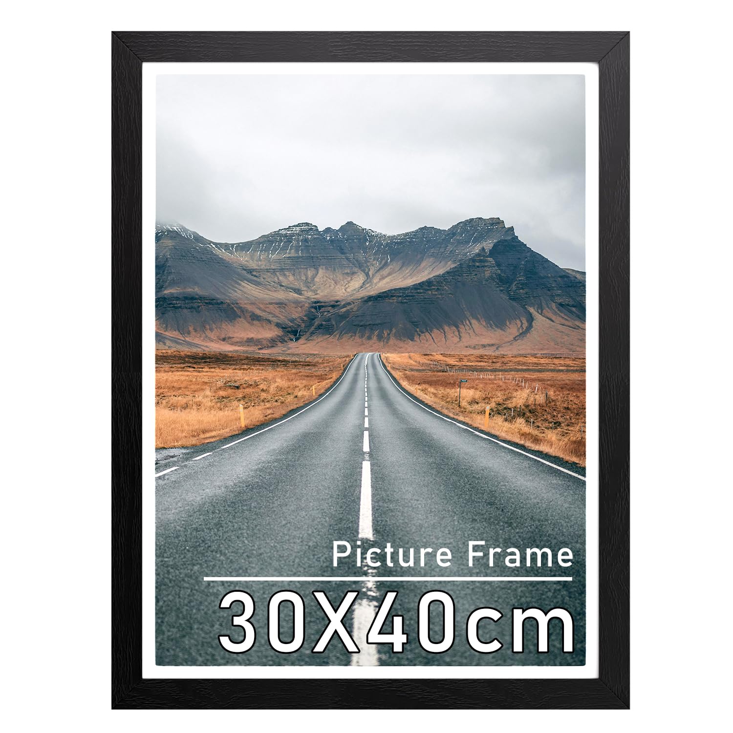 30x40cm Picture Frame with A4 Mount, Black 16x12 Photo Frames, 40x30cm Poster Frame with Safe Perspex Front, Wall Mounting