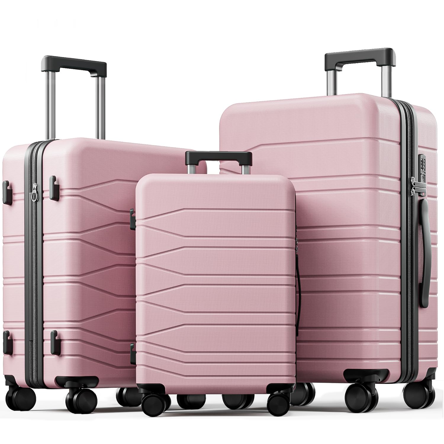 Photo 1 of 3 Piece Expandable Luggage Set with Spinner Wheels Hardshell Suitcase Set