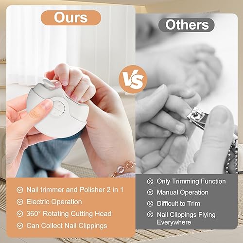 Miniatura 4 de Cortaúñas eléctrico, 2 en 1, cortaúñas automático de pulido eléctrico, recortador de uñas eléctrico portátil con almacenamiento de virutas de uñas,