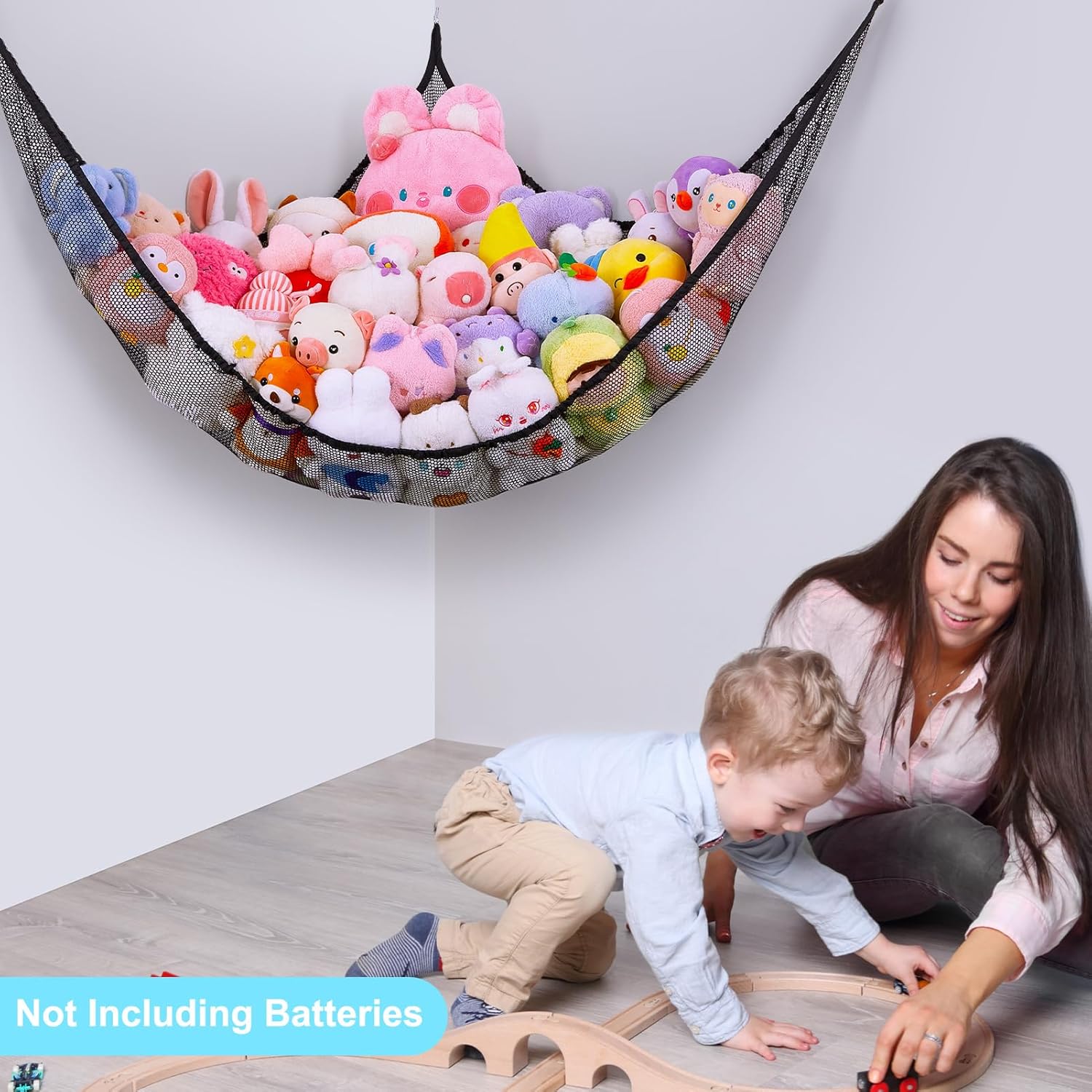 Unicorn Castle Stuffed Animals Net or Hammock Kids Toy Storage Organizer with LED Light Hanging Corner Stuffed Animals Holder Kids Girls Room Decor,Black,XLarge (Pack of 1) 5 713qqsGTD5L. AC SL1500