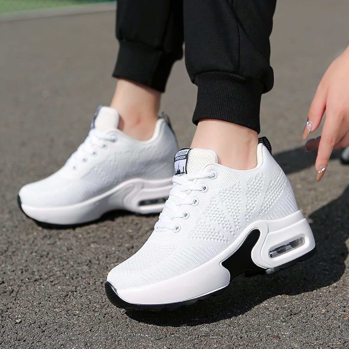 Sneakers Zeppa Interna Donna Scarpe da Ginnastica con Zeppa Alta Donna con Tacco 7 CM